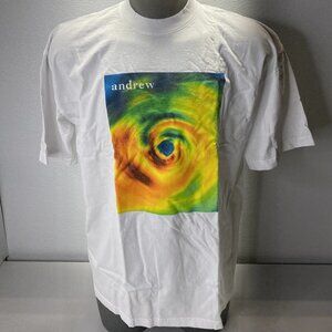 NEW ANDREW Men’s Graphic Short Sleeve Tee Shirt White Size XL